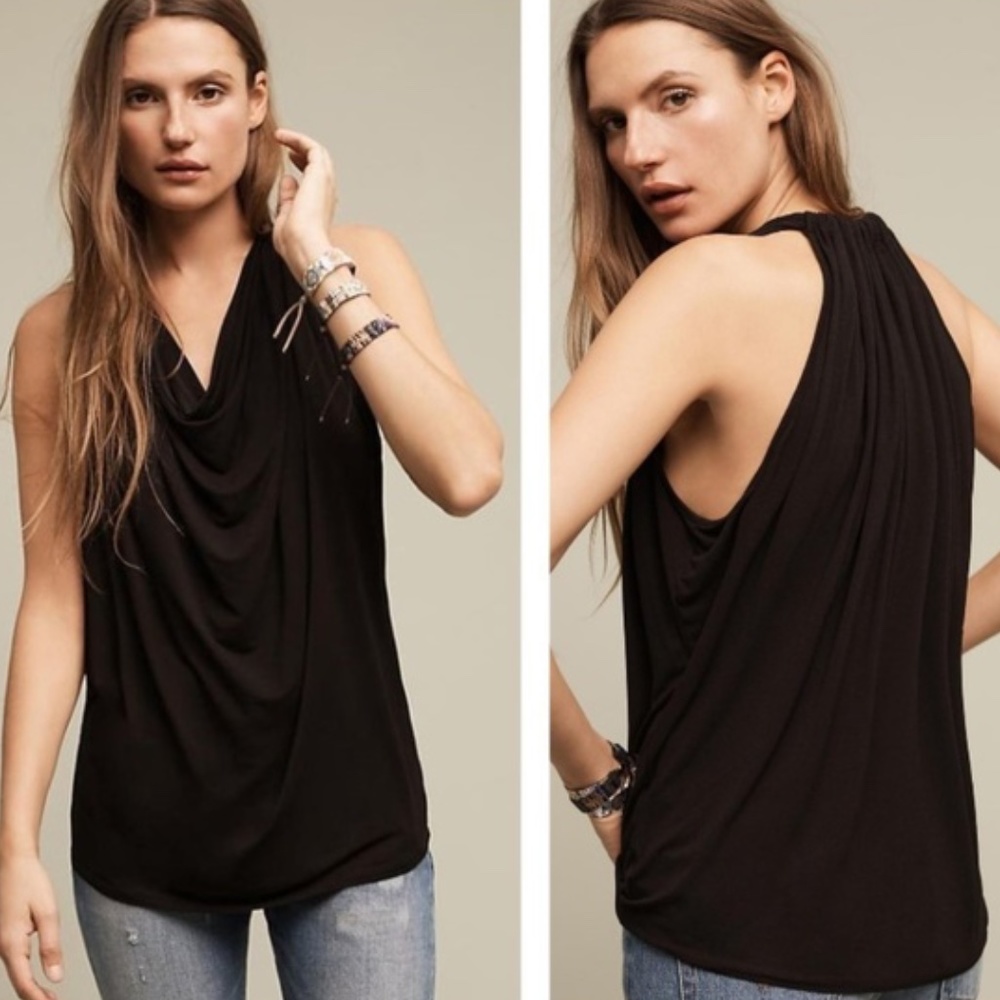 Michael Stars Draped Halter Tank Top Black (OS)